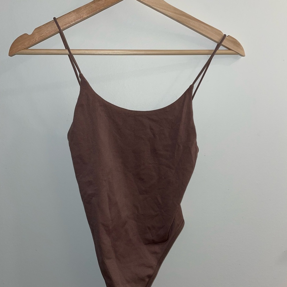 Brown Spaghetti Strap Women's Top